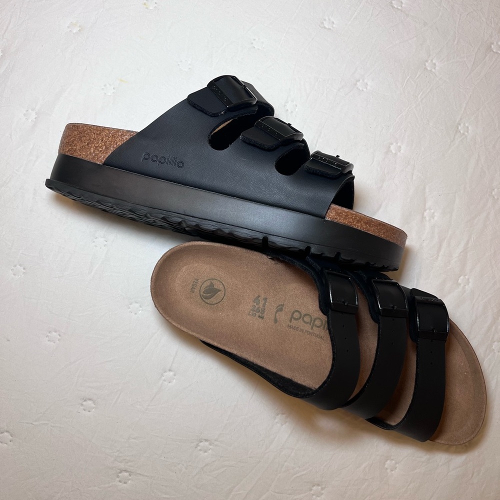 Papillio Triple Strap Black Platforms - Picture 8 of 8